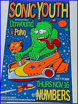 Beautiful Sonic Youth Concert Poster from Numbers in Texas Original Signed #'d