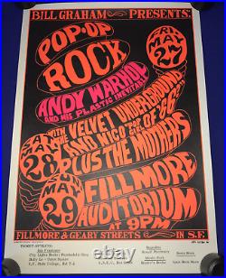 Bill Graham Pop-Op Andy Warhol/Velvet Underground/Zappa Mothers CONCERT POSTER