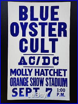 Blue Oyster Cult Ac/dc Original Vintage Rock Concert Promo Poster