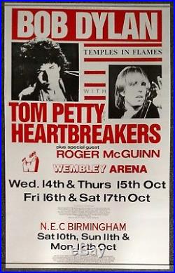Bob Dylan Tom Petty Temples in Flames Tour 1987 CONCERT POSTER Roger McGuinn