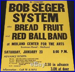 Bob Seger System 1971 Midland Michigan Original Concert Poster