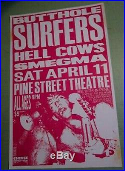 Butthole Surfers 1987 Original Concert Show Poster Portland with Hell Cows Smegma