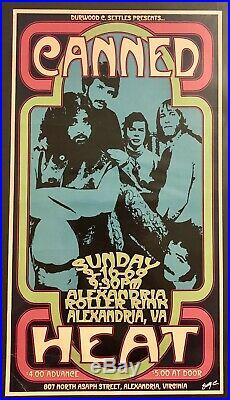 CANNED HEAT Alexandria, VA Rock Concert Poster Band Owned Rare 1st Print FD BG