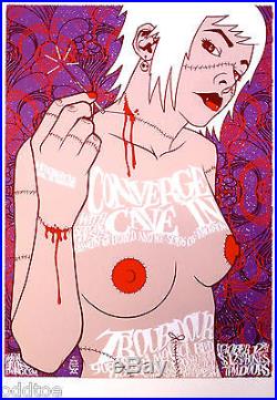 CONVERGE, Concert Poster signed by Brian Ewing, Sexy STITCHED GIRL Series, 2004
