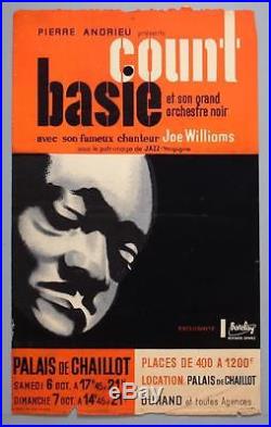 COUNT BASIE mega rare original Paris 1956 jazz concert poster (Nory)