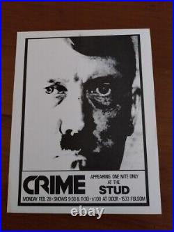 CRIME PUNK CONCERT FLYER POSTER 1977 ORIGINAL at The STUD 7 US KBD