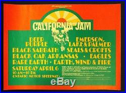 California Jam ORIGINAL 1974 CONCERT POSTER Deep Purple Black Sabbath Eagles