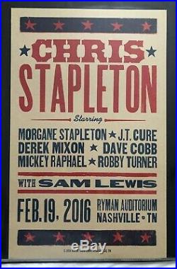 Chris Stapleton Hatch Show Print Concert Poster Night # 2 @ Ryman Nashville 2016
