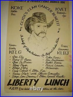 Clyde Buchanan benefit concert poster Blaze Foley Joe Ely LIBERTY LUNCH AUSTN TX
