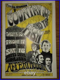 Country Joe and The Fish Band Concert Poster Original 1968 Signed Bob Masse
