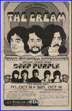Cream Clapton Deep Purple Concert Newspaper Ad Poster Los Angeles 1968 Original