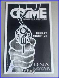 Crime Concert Poster 1988 DNA Lounge San Francisco CA Signed in Ink by Ron T