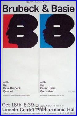 DAVE BRUBECK COUNT BASIE Vintage 1969 NEW YORK concert poster MILTON GLASER NM