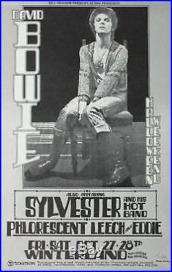 DAVID BOWIE BGP WINTERLAND 1972 vintage concert poster RANDY TUTEN signed NM
