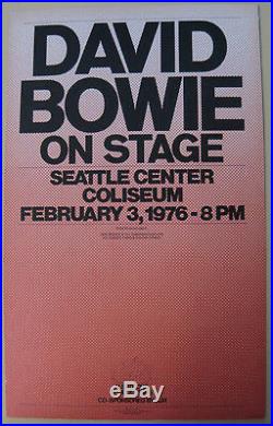 DAVID BOWIE Seattle Center Coliseum 1976 ORG Cardboard CONCERT POSTER Beautiful