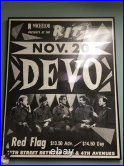 DEVO CONCERT POSTER THE RITZ NYC-VINTAGE ORIGINAL Framed