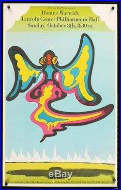 DIONNE WARWICK Vintage 1970 NEW YORK concert poster MILTON GLASER SUPERB