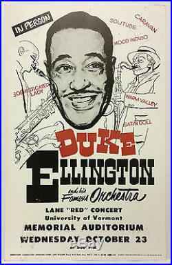 DUKE ELLINGTON Original 1963 Cardboard Boxing Style Concert Poster WOW