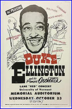 DUKE ELLINGTON Original 1963 Cardboard Boxing Style Concert Poster WOW