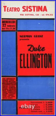 DUKE ELLINGTON mega rare vintage original Rome, Italy 1967 concert poster DUKE ELLINGTON mega rare vintage original Rome, Italy 1967 concert poster