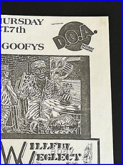 D. O. A. Willful Neglect Ground Zero at Goofy's Original Concert Poster