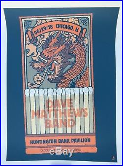 Dave Matthews band Poster 2018 chicago 6/29 concert tour with dmb match book