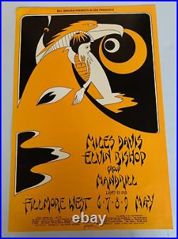 David Singer 1971 Miles Davis Concert Poster @ Fillmore West Bill Graham 1st