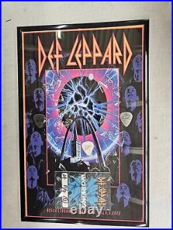 Def Leppard-St Louis Concert Poster & 4 Guitar Picks- Framed