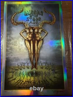 EMEK Queens Of The Stone Age Gold Foil Concert Poster LA 2013 xx/15