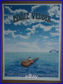 Eddie Vedder Emek signed doodled concert poster print Australia Pearl Jam 2011
