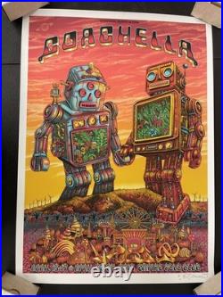 Emek Signed LE 2016 Coachella Bio-Bots 74/100 Rare Silkscreen Concert Poster