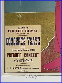 European Vintage Poster print Henri Meunière Concerts Ysaye Rare Red Dress