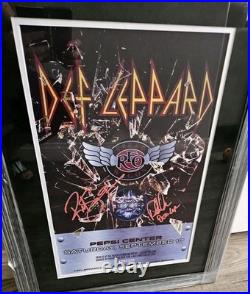 FRAMED Def Leppard Signed Framed Concert Poster Autographed Phil Rick Savage COA