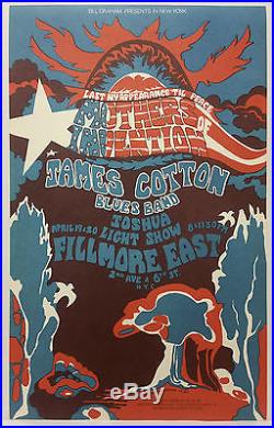 FRANK ZAPPA Mothers of Invention JAMES COTTON Concert Poster Fillmore East