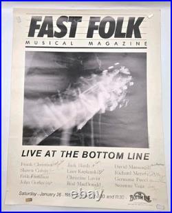 Fast Folk Concert 1985 Poster Signed By all 12 Performers, Rare
