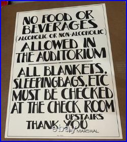 Fillmore West Poster Entry Fire Warning Vintage Graham not Grateful Dead Concert