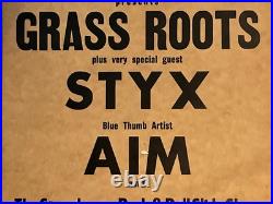 Grass Roots STYX Aim 1974 Original Boxing Style Concert Poster Richmond VA