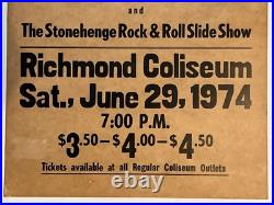 Grass Roots STYX Aim 1974 Original Boxing Style Concert Poster Richmond VA