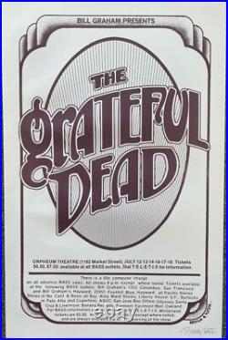 Grateful Dead Concert Poster Randy Tuten Signed Orpheum 1976