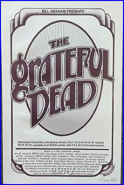 Grateful Dead Concert Poster Randy Tuten Signed Orpheum 1976 Grateful Dead Concert Poster Randy Tuten Signed Orpheum 1976