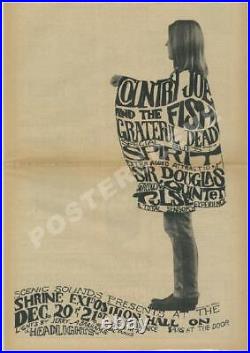 Grateful Dead Doug Sahm Shrine Concert Newspaper Ad Poster 1968 Original