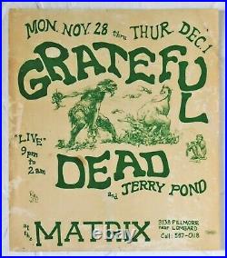 Grateful Dead Jerry Pond Matrix San Francisco 1966 AOR 2.108 Concert Poster
