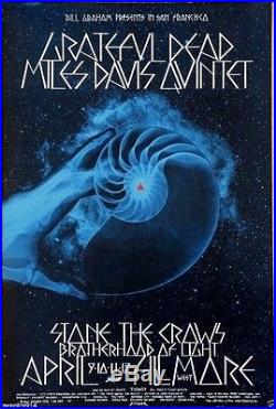 Grateful Dead Miles Davis Stone the Crow Original 1970 Concert Promotion Poster