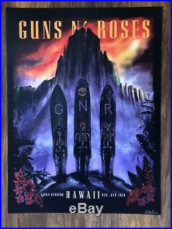 Guns N Roses Hawaii Lithograph (2 Original / Authentic) Concert 12/8/2018