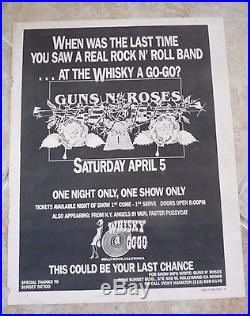 Guns N Roses Rare Original 1986 4-5-86 WHISKY A GOGO Concert Poster Ad Framed