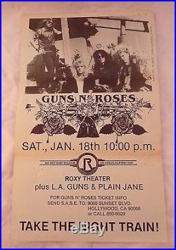 Guns & Roses Early ORIGINAL Jan 18th 1986 The Roxy Concert Flyer Poster