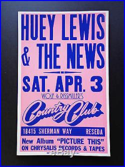 Huey Lewis & The News Country Club Original Vintage Concert Promotion Poster