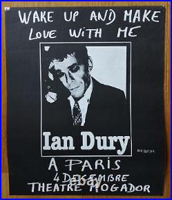 IAN DURY wake up original french concert poster'78 PUNK