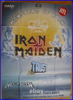 IRON MAIDEN original french concert poster'88 trust helloween anthrax 63x47