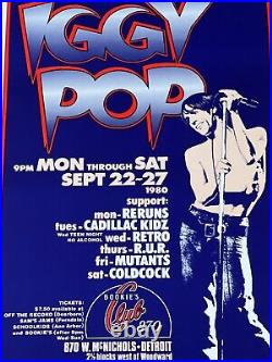 Iggy Pop Bookie's Club 870 Detroit Michigan Original Signed Concert Poster